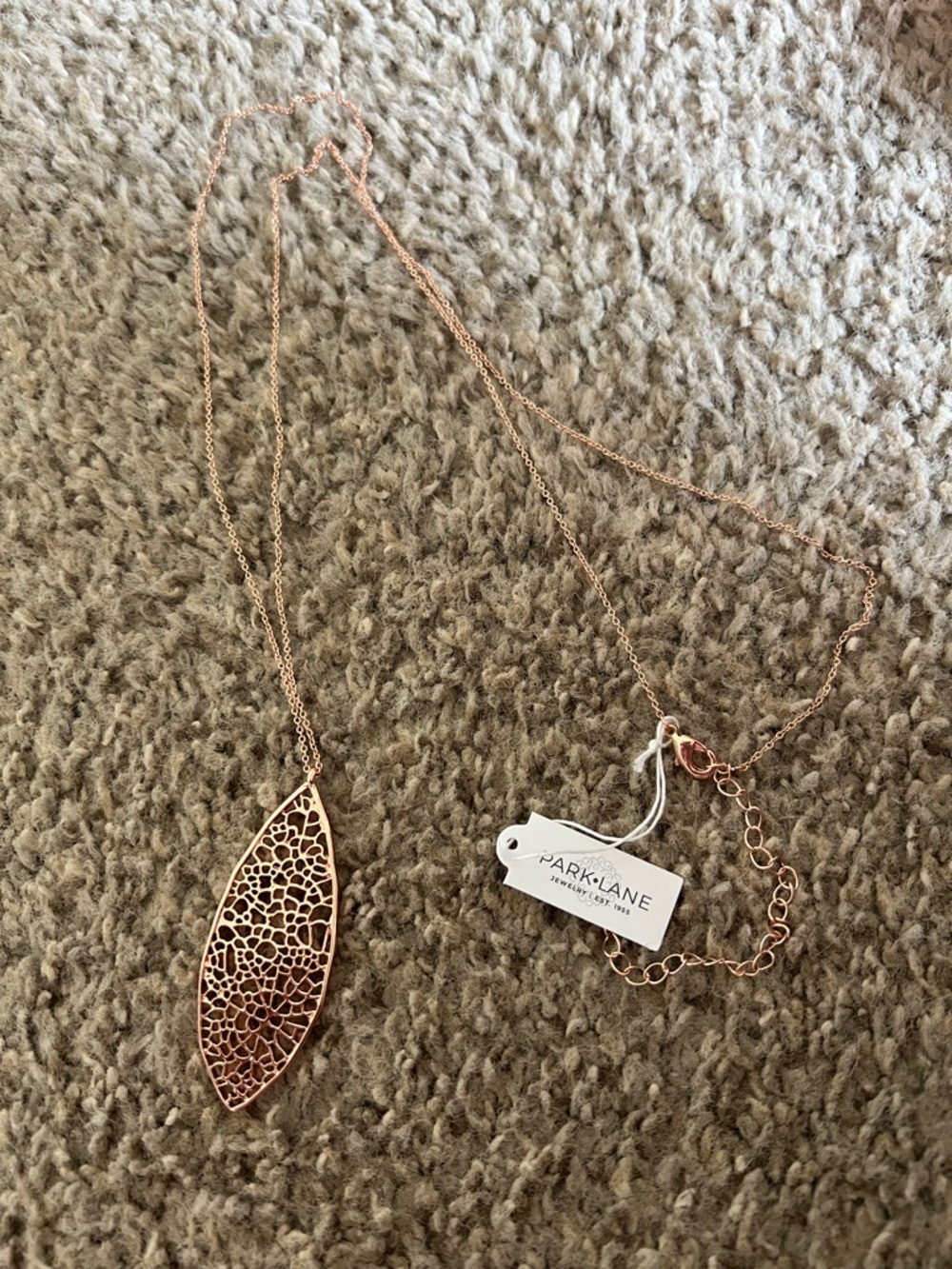 Park Lane Rose Gold Filigree Leaf Pendant Necklace - Picture 1 of 2